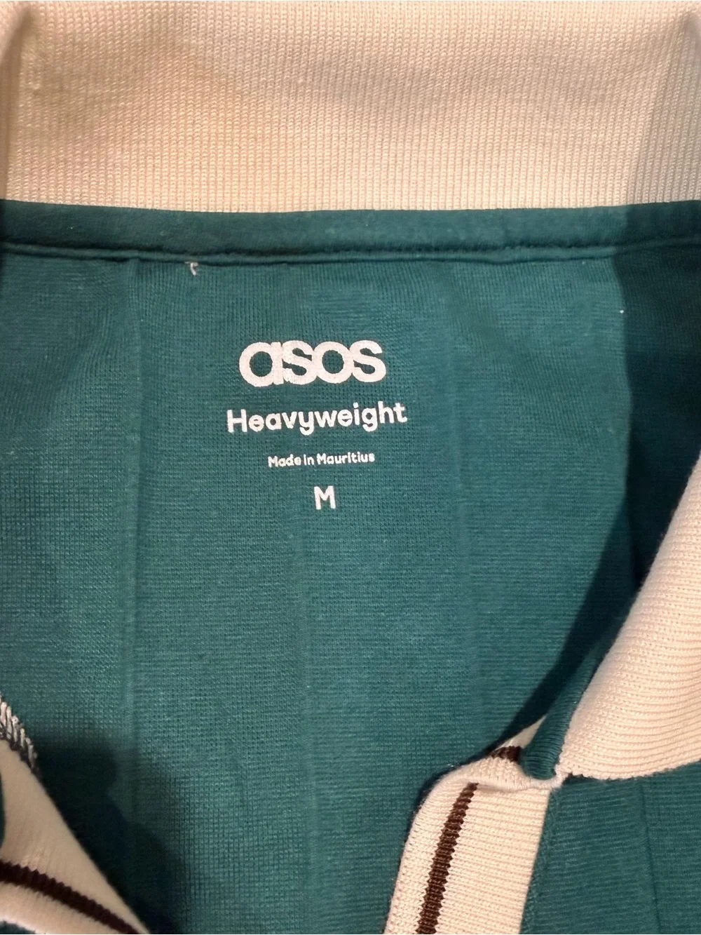 ASOS Teal Polo Short Sleeve Sweater with White Contrast Trim - Size M